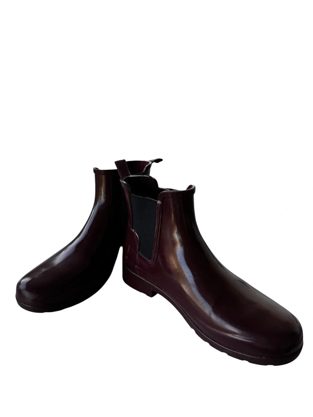 Hunter Burgundy Dark Plum Original Chelsea Waterproof Ankle Rain Boots Size 7.5